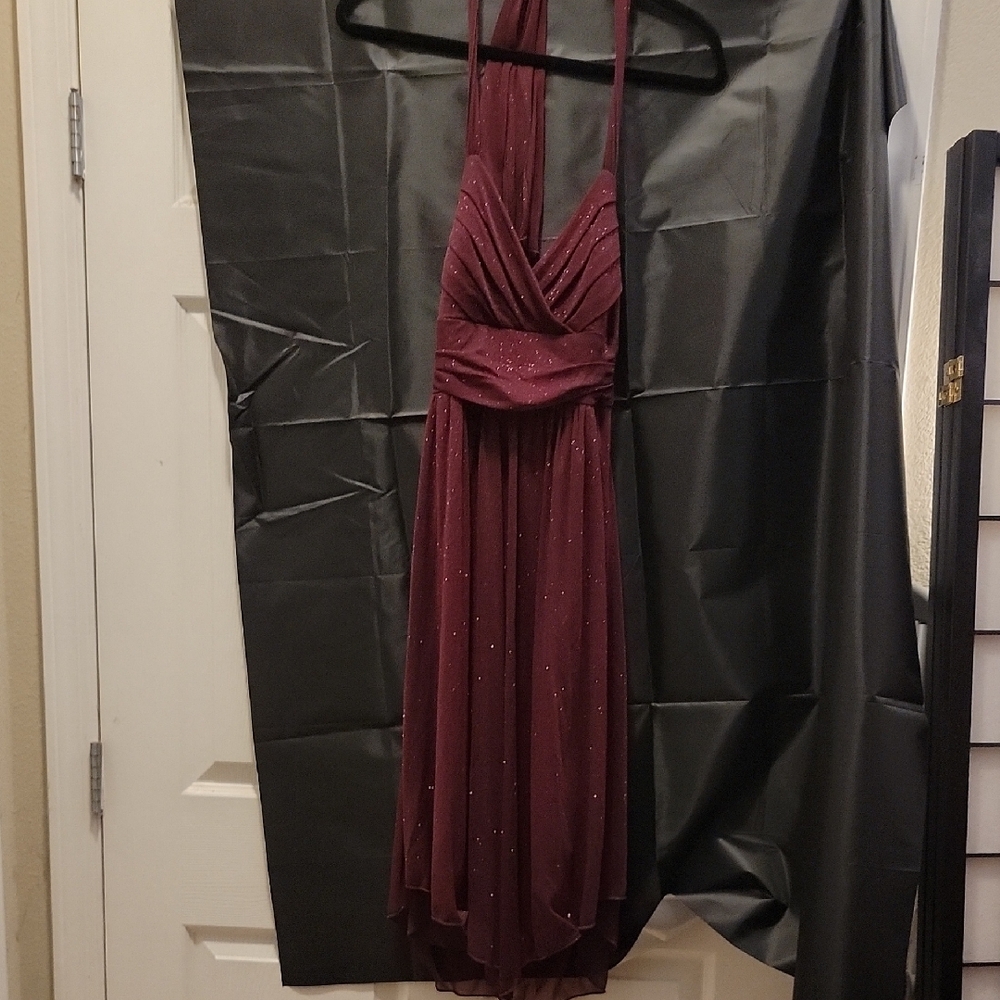 Elegant Burgundy Halter Dress